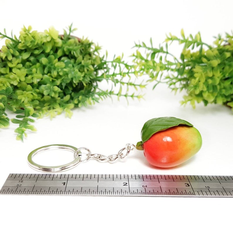 Mango Bag Charm From Polymer Clay Fruit Keychain Etsy