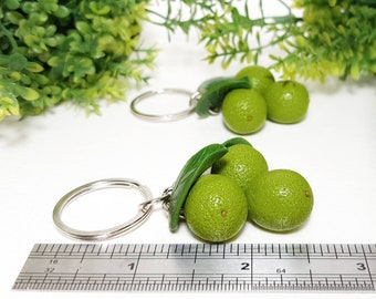 小物 Rare lime green signature photo keychai Green Lime Keychain From Polymer Clay Fruit Bag Charm Citrus