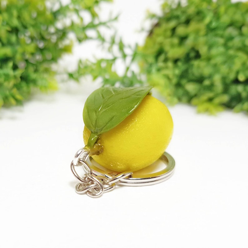 Lemon Keychain From Polymer Clay Fruit Bag Charm Etsy