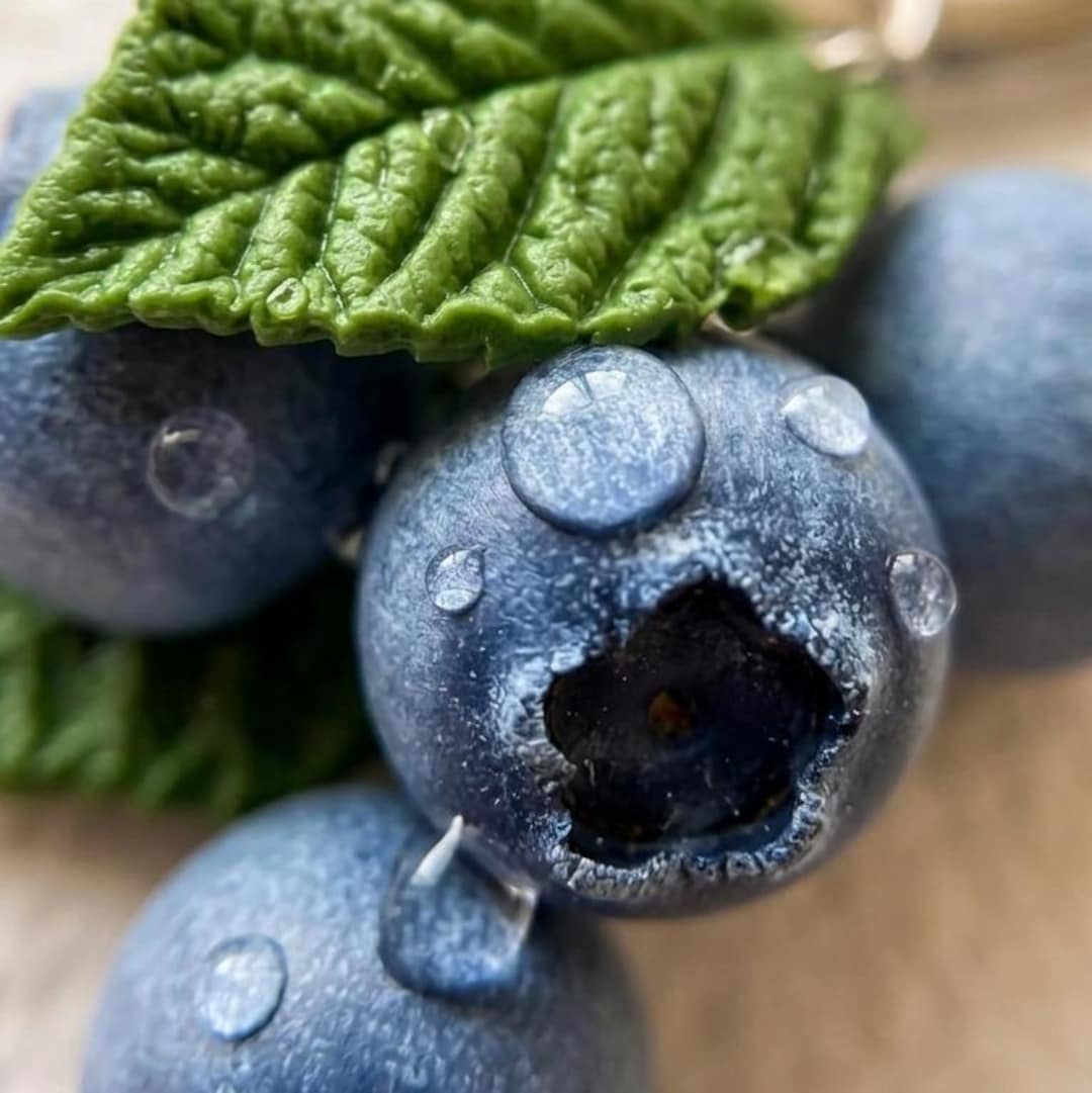 Blueberry Bag Charm From Polymer Clay Fruit Keychain Cute Berries