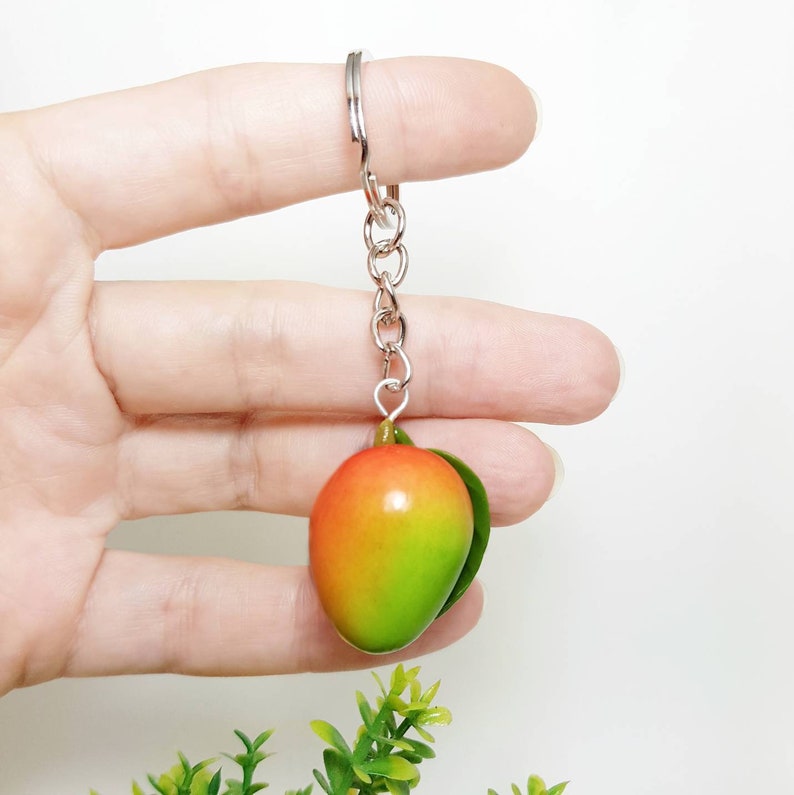 Mango keychain from polymer clay Fruit keychain Mango bag Etsy
