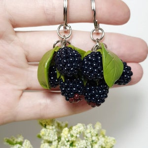 Polymer clay handbag charm Bag charm  Blackberry keychain Blackberry accessory Polymer clay berry pendant Fruit accessory Food keychain