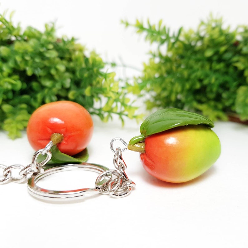 Mango Keychain From Polymer Clay Fruit Keychain Mango Bag Etsy