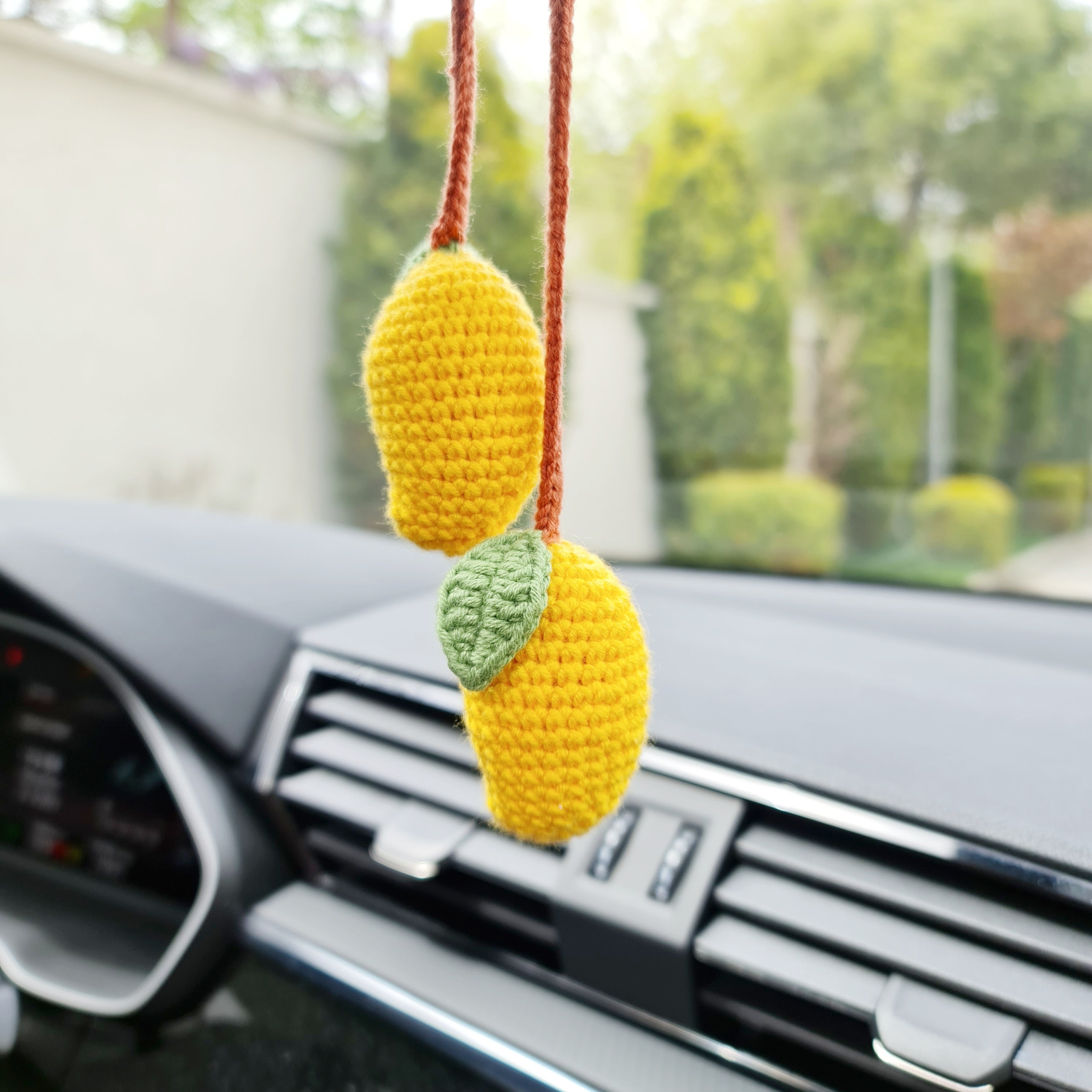 Crochet Orange Car Handing Charms Car Rear View Mirror Hanging