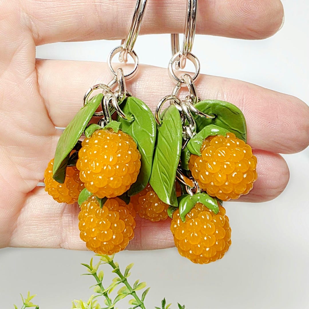 Raspberry Keychain From Polymer Clay Cute Berry Key Ring Fruit Bag ...