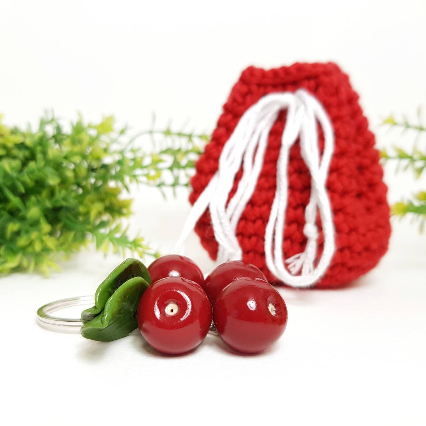 Polymer Clay Handbag Charm Bag Charm Cherry Keychain Cherry Etsy