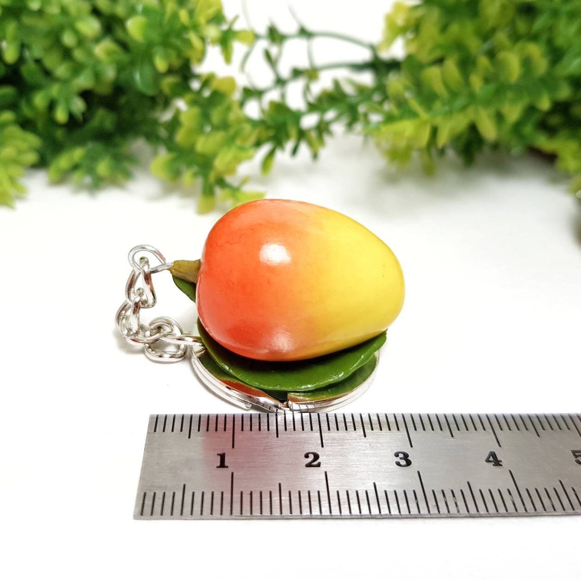 Mango keychain from polymer clay Fruit keychain Mango bag Etsy
