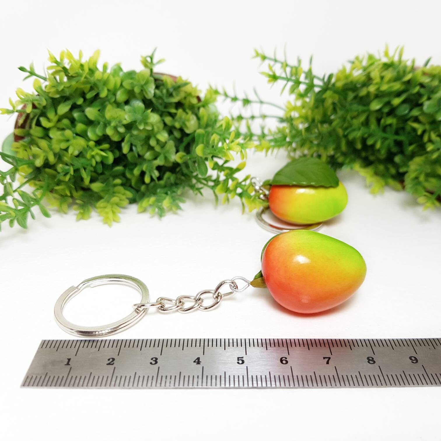 Mango keychain from polymer clay Fruit keychain Mango bag Etsy