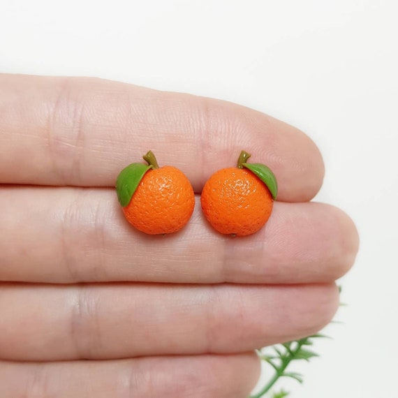 Buy Orange Stud Earrings From Polymer Clay Cute Fruit Earrings