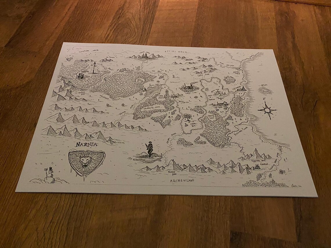 Map of Narnia, Fantasy Map, Art Print, the Lion, the Witch & the