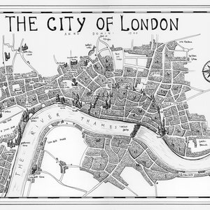 The City of London Anno 1700, carte historique, impression d'art, affiche d'art, Fantasy Map Maker, impression de carte fantastique, carte fantastique, cartographie