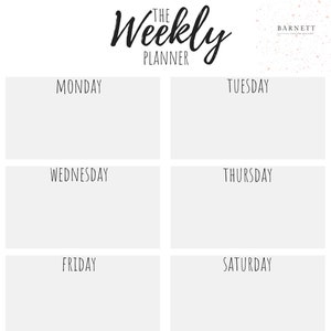Blank Weekly Calendar, 8.5 x 11 inches, Vertical Printable Calendar Page, PDF Printable, Instant Download