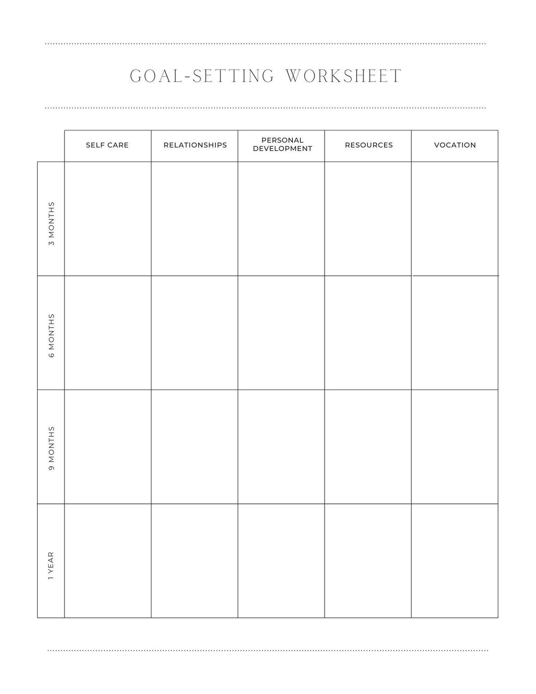 Goal Setting Worksheet, 8.5 X 11 Inches, Vertical Printable Planning ...