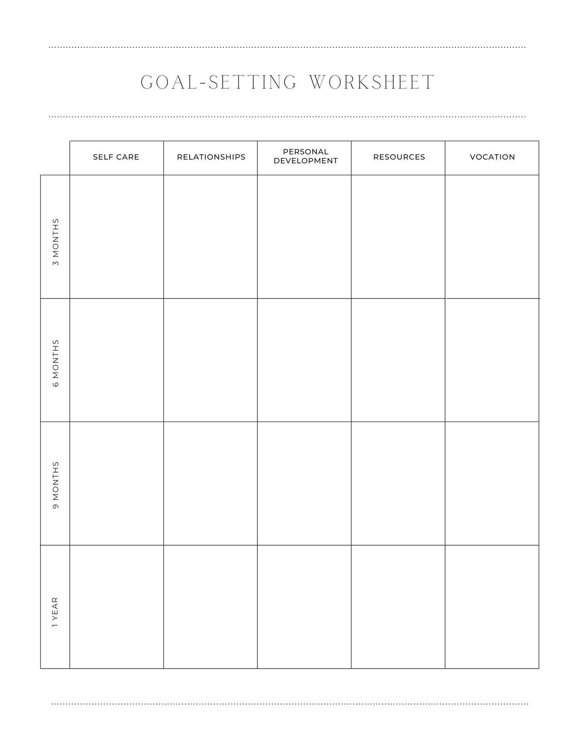 Goal Setting Worksheet, 8.5 X 11 Inches, Vertical Printable Planning ...