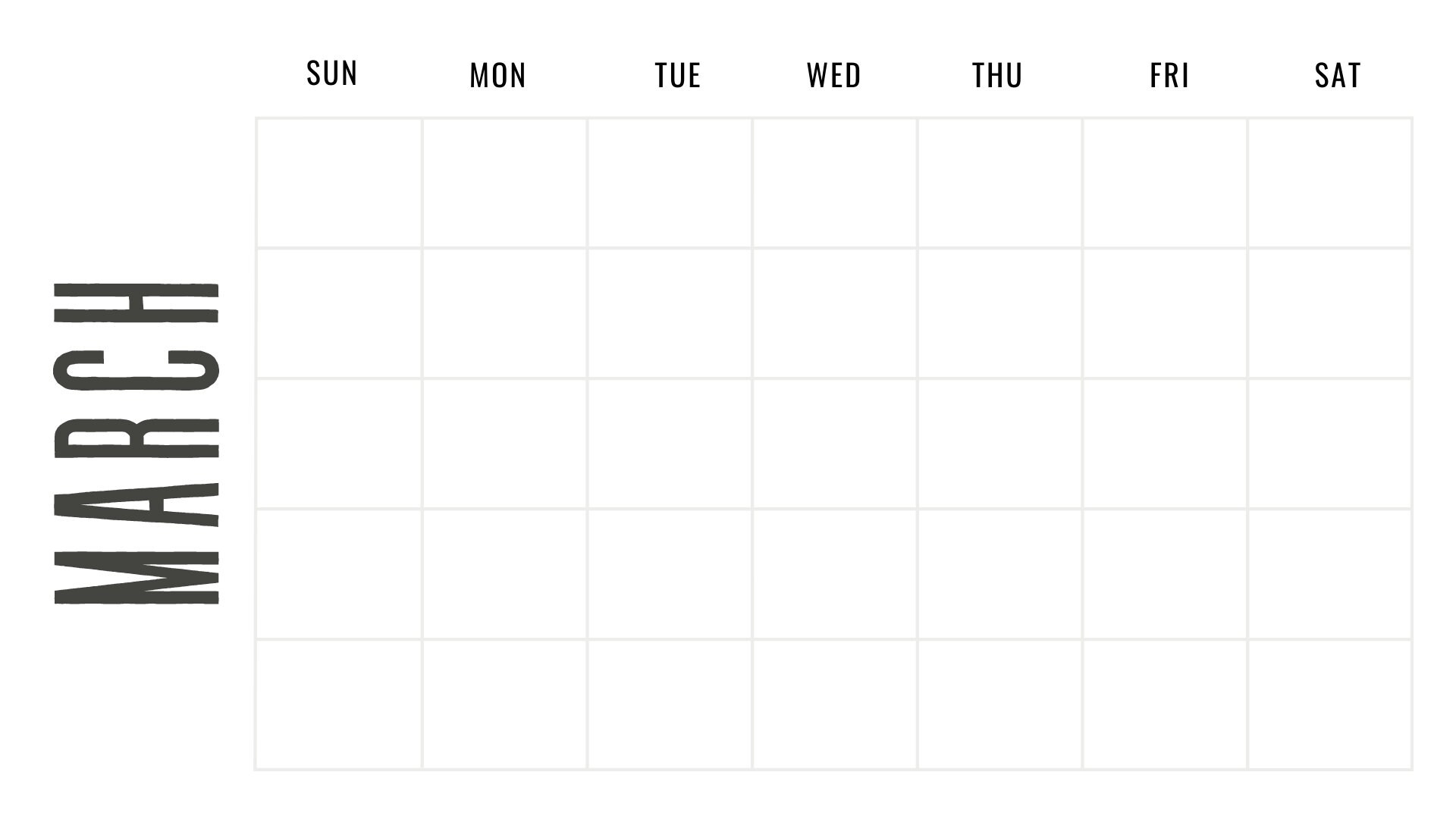 Blank Monthly Calendar, 11 X 8.5 Inches, Horizontal Printable Calendar ...