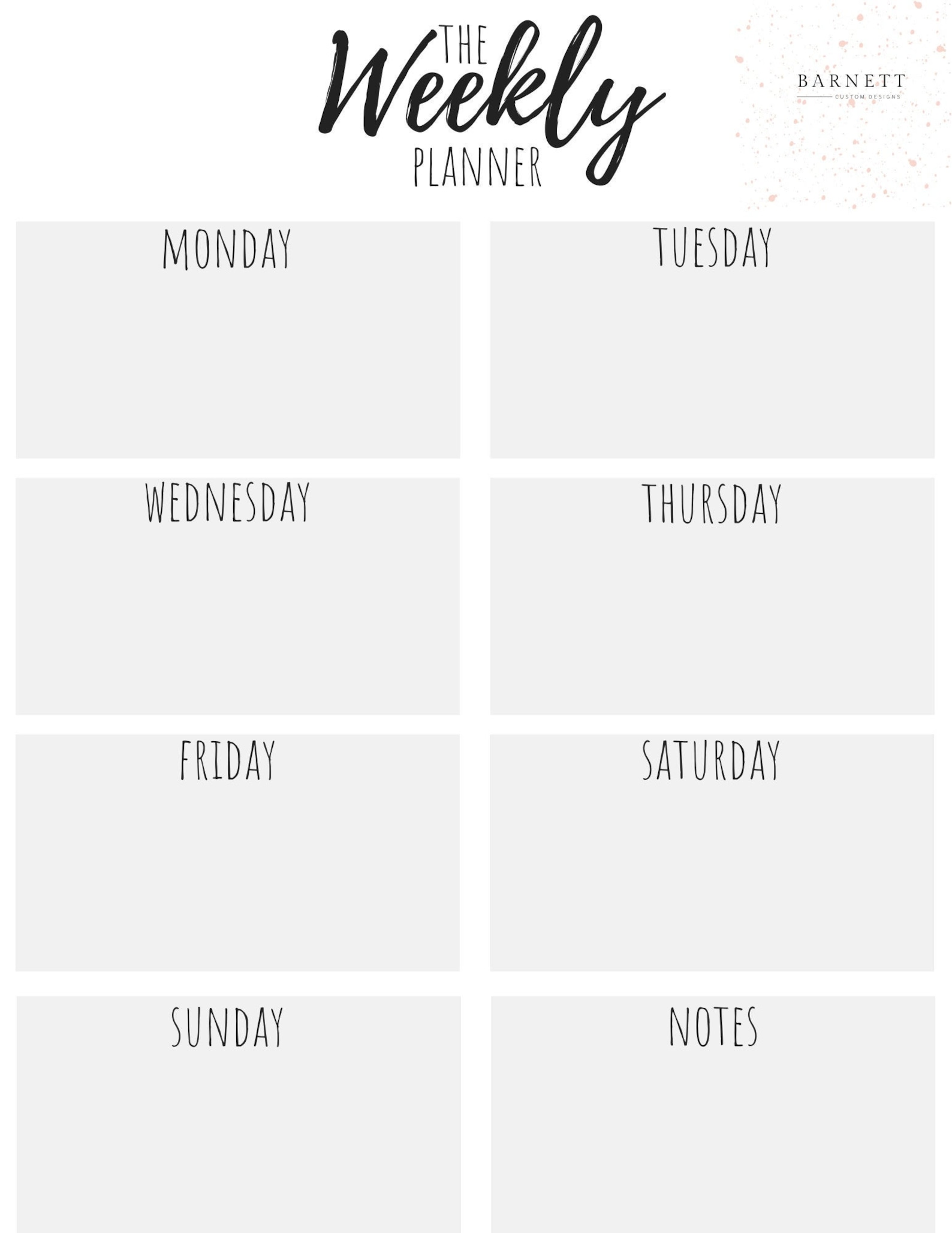 Blank Weekly Calendar, 8.5 X 11 Inches, Vertical Printable Calendar ...
