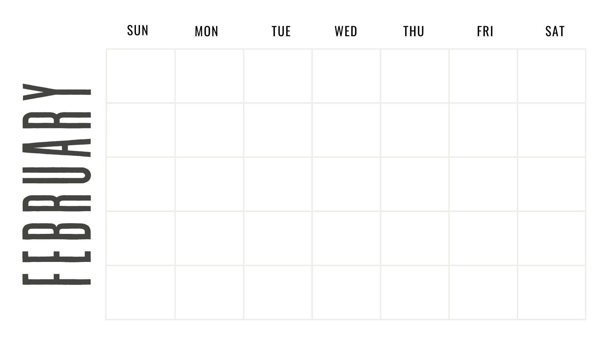 Blank Monthly Calendar, 11 X 8.5 Inches, Horizontal Printable Calendar ...