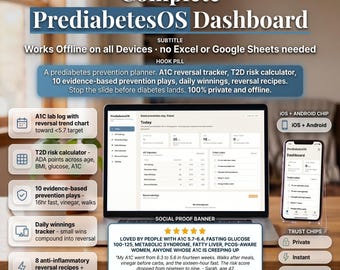 Prediabetes Prevention Planner – A1C Reversal Tracker, T2D Risk Calculator (Offline App)