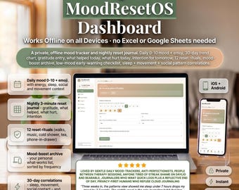 Mood Tracker Journal, Nightly Reset Log, Pattern Insights (Offline)