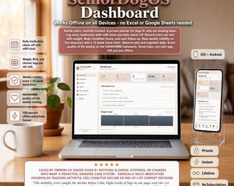 Senior Dog Care Planner – Medication, Vet Log, Mobility, Quality of Life Tracker