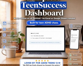 ADHD Teen Planner, Success Tracker, Mood Journal (Digital Download)