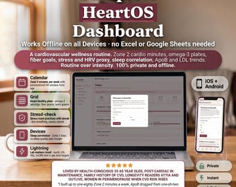 Heart Health Routine Planner – Zone 2 Cardio, Omega-3, ApoB Tracker (Digital)