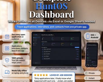 Aplicación de seguimiento de búsqueda de empleo: HTML interactivo, organizador de solicitudes sin conexión (descarga digital)