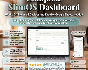 Weight Loss Motivation Planner – Daily Check-ins, Streak Tracker, Wins Journal (Digital Planner)