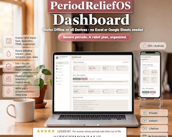 Period Relief Planner, Heavy Bleeding, Cramp Log, PMDD Journal (Digital Download)