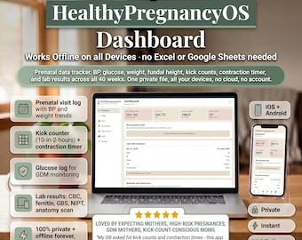 Pregnancy Tracker, Prenatal Visit Log, Kick Counter, Glucose Log (Offline HTML File)
