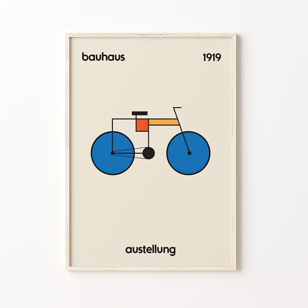 Bauhaus Bicycle Print, Mid Century Modern, Bauhaus wall art, Minimalist Print, Geometric Art, Printable wall art, Bauhaus Wall Decor