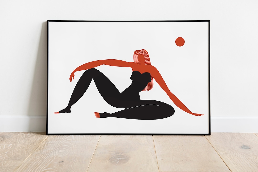 Sitting Woman Art Print, Abstract Woman, Female Silhouette Illustration ...