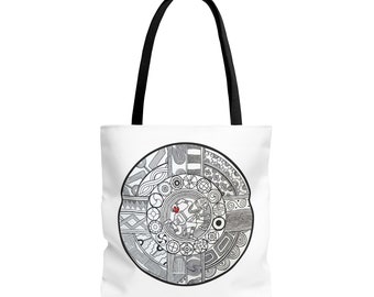 Native Tote Bag , SouthEastern Style, Ancient Tribal Mound Symbology, Chunkey player, Native American, Powwow Bag