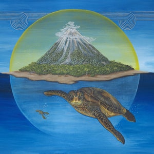 Origins, Cherokee Origin Story, auf schwerem Aquarellpapier, Open Edition Gicleé Print.
