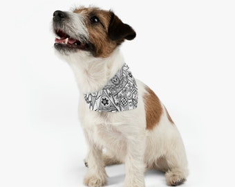 Pet Bandana Collar, Black and White Tribal Motif