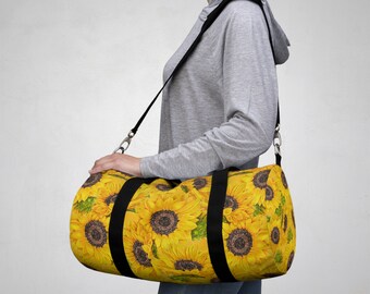 Duffel Bag, Sunflower Theme, Oklahoma Wildflowers, Yellow Floral, Sunflower Art