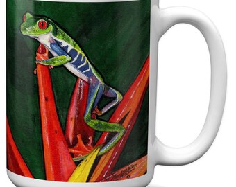 Coffee Mug, Red Eyed Leaf Frog,Sublimated, Ceramic, Tropical, Made in America