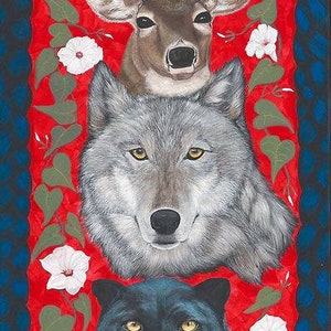 Cherokee Seven Clan Print, The Magnificent Seven, Bird, Deer, Wolf, Long Hair, Wild Potato, Panther, Paint, Made in America