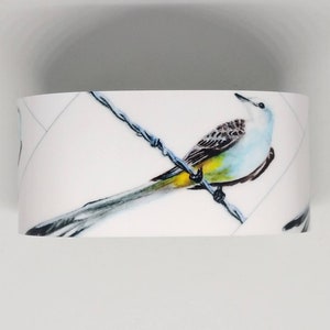 Cuff Bracelet, Looking Back, Oklahoma State Bird, Scissortail Flycatcher, bird art, wild bird, song bird, sublimate, adjustable, aluminum
