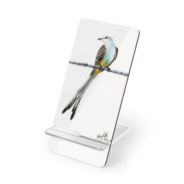 Mobile Display Stand for Smartphones, Scissortail Flycatcher, Oklahoma State Bird, Wild Bird, Song Bird, Bird Art