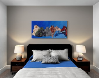 Native art  giclee' print, "GaLiQuoGi",  Seven clans of the Cherokee, Cherokee art, horses with hidden images, Limited Edition