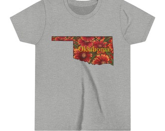 Kid's Tee, Indian Blanket Flower, Youth Short Sleeve Tee, Oklahoma State Wildflower, Native wildflower, floral design