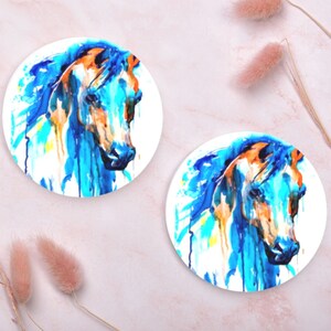 Neoprene Car Cupholder Coasters - Set of 2 Horse Watercolor