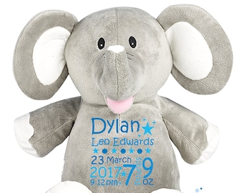 Gepersonaliseerde Cubbies olifant teddybeer, pasgeboren cadeau