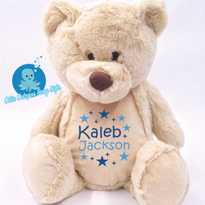 Personalisierter Teddybär Stofftier, personalisierter Teddybär, personalisiertes Stofftier, Neugeborenen Geschenk, Geburtstagsgeschenk, Taufgeschenk, Baby Geschenk