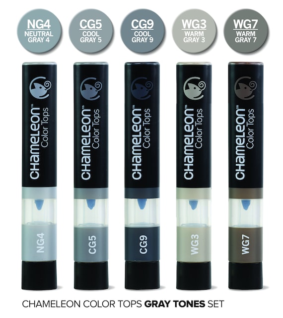 Chameleon Color Tops Pen Set Alcohol Blending Gradient Gray