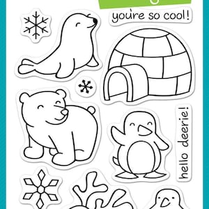 Lawn Fawn Critters In The Snow 4x6 Clear Stamp Set