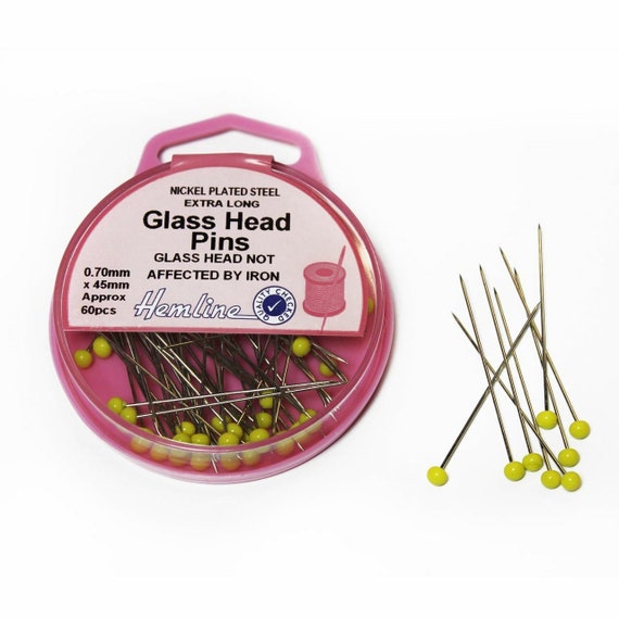 Hemline Extra Long Glass Head Pins: Nickel 45mm - 60pcs Hemline Extra Long Glass Head Pins: Nickel 45mm - 60pcs