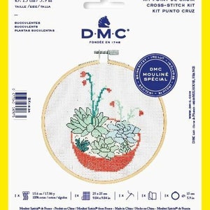 DMC Sukkulenten gezählt Cross Stitch Kit komplett mit Reifen Nadel Aida & Faden