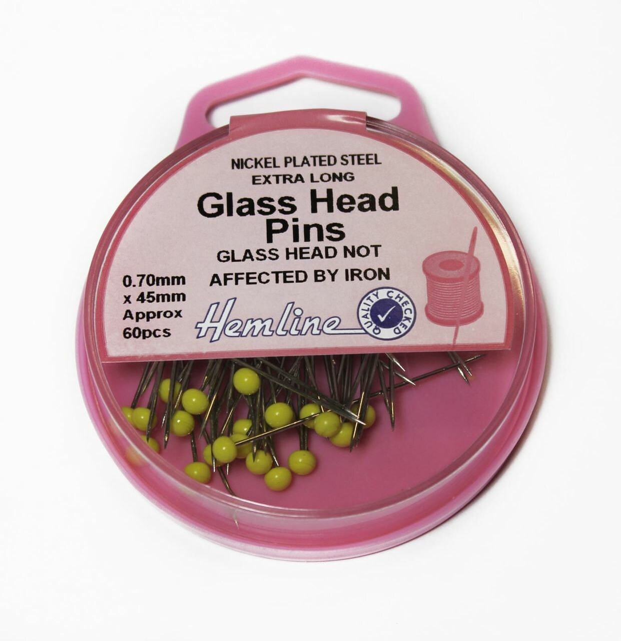 Hemline Extra Long Glass Head Pins: Nickel 45mm - 60pcs Hemline Extra Long Glass Head Pins: Nickel 45mm - 60pcs